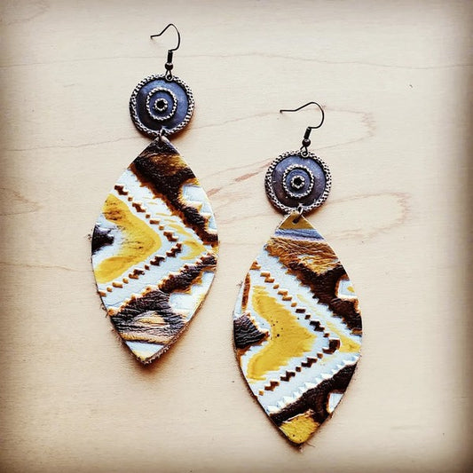 Colorful boho earrings featuring detailed handcrafted design.