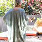 Green breezy kimono for a comfortable and elegant look.