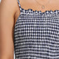 Breathable blue gingham dress with a comfortable smocked top