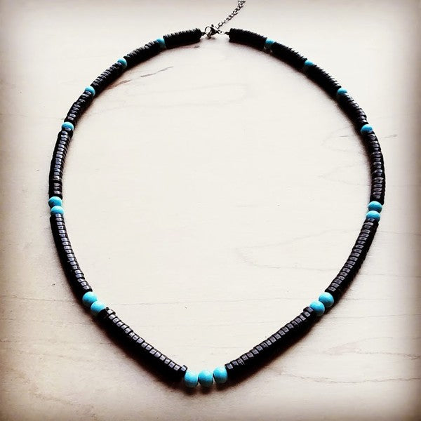 Handcrafted Turquoise & Wood Collar Necklace