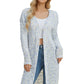 Light Blue Multicolor Longline Cardigan with Versatile Length