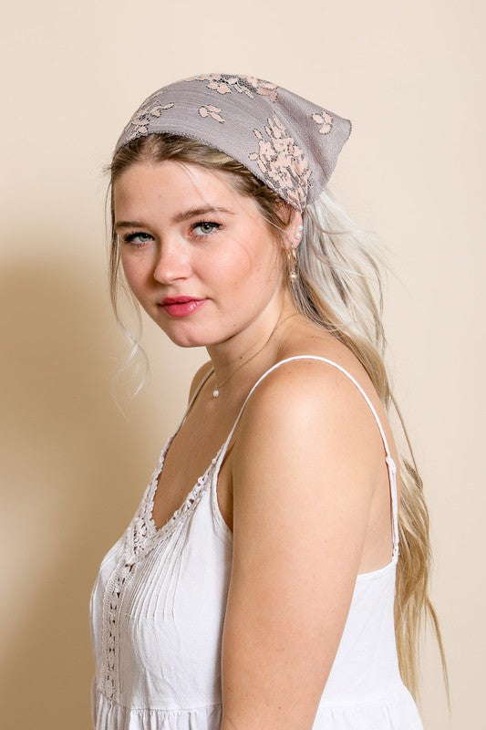 Bohemian Floral Lace Headscarf Available in 3 Colors