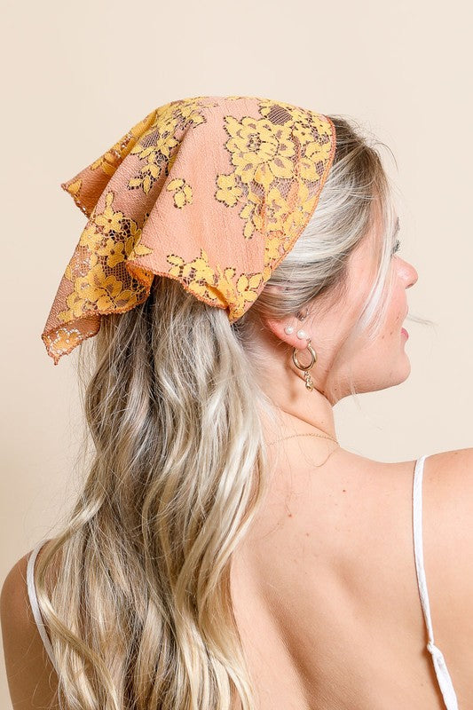 Bohemian Floral Lace Headscarf Available in 3 Colors