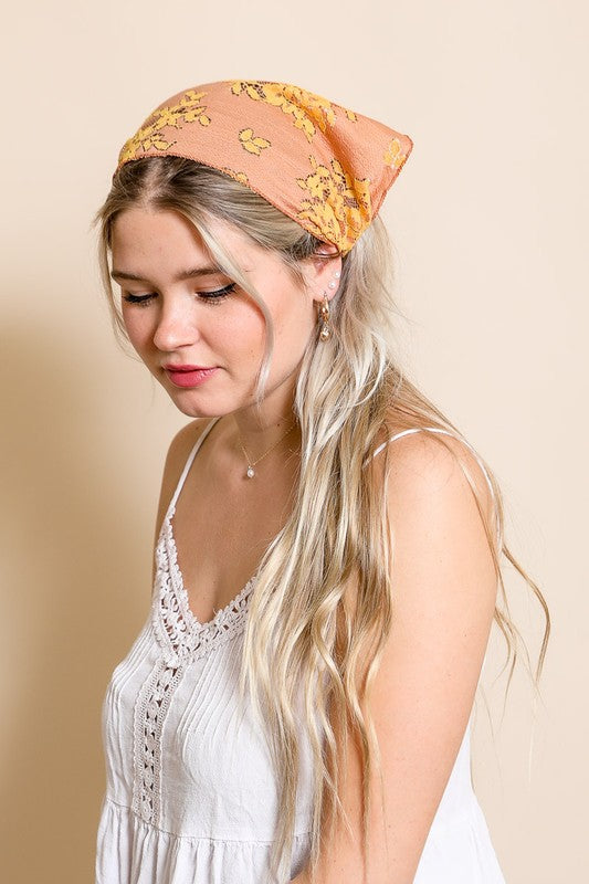 Bohemian Floral Lace Headscarf Available in 3 Colors