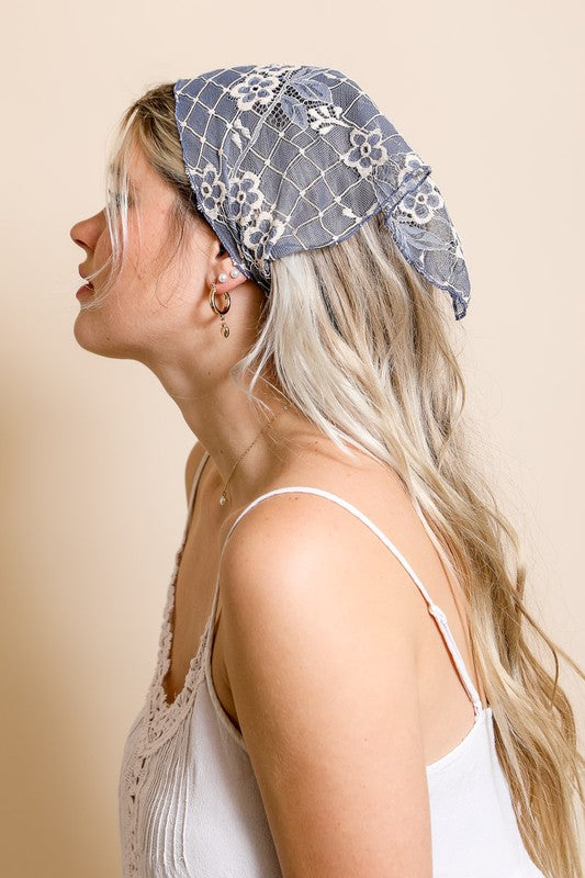 Bohemian Floral Lace Headscarf Available in 3 Colors