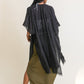 Black kimono with soft, luxurious fabric.