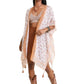 Lightweight sheer kimono with bohemian patterns in yellow and orange.