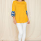 Yellow blouse with floral print sleeves