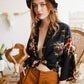 Lightweight navy kimono with colorful floral motifs