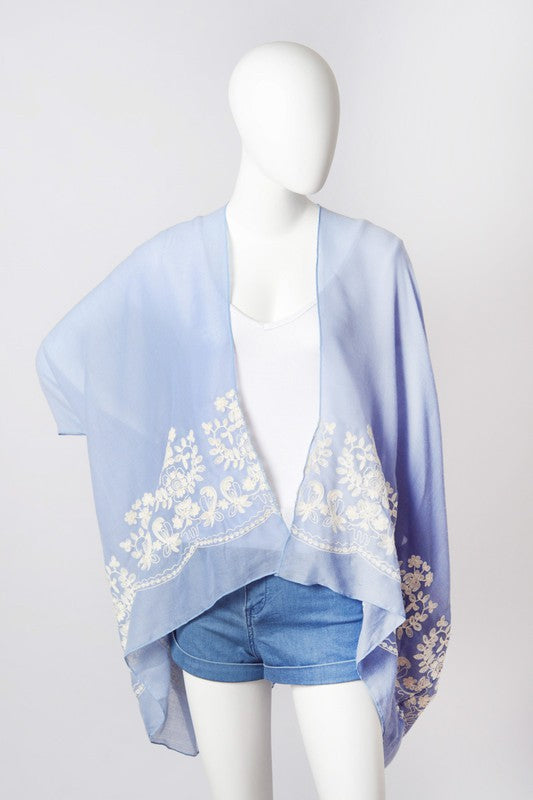 Lightweight Floral Embroidered Kimono for Women