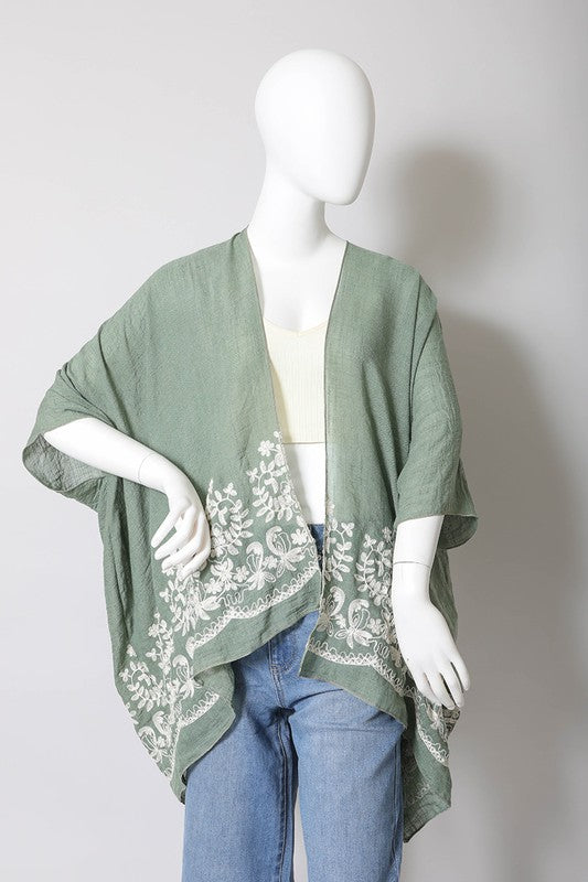 Boho Chic Kimono for Women in Sage Green