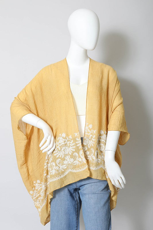 Open-Front Kimono for Women in Mustard Yellow