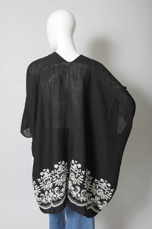 Flowy Kimono for Women with Intricate Floral Embroidery
