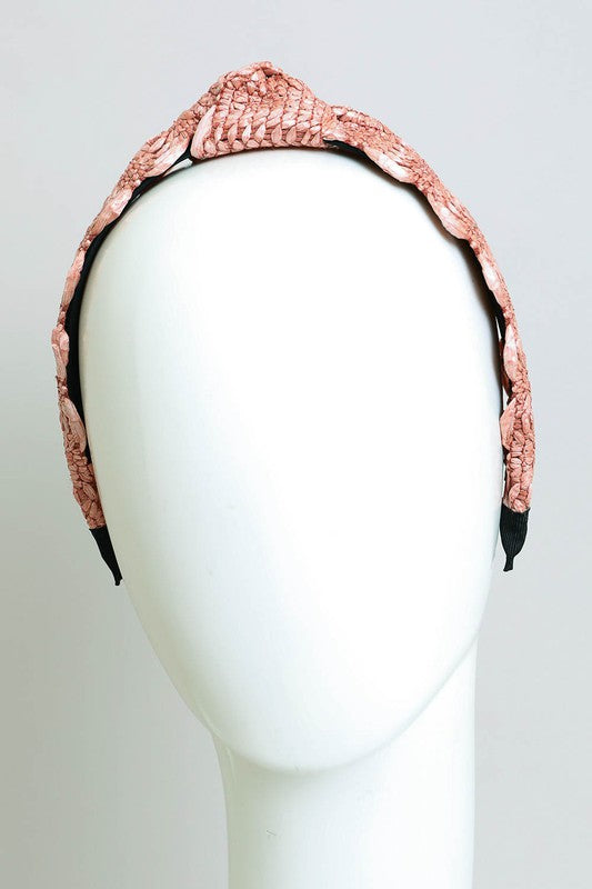 Fashionable pink headband with unique weaving