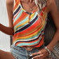 Lightweight retro tank top in colorful stripes with button-down accent