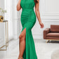 Elevate your style with our kelly green halter dress. Also available in red and black so you can be ready for any sophisticated occasion.