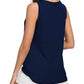 Navy sleeveless blouse with button-down front and tie