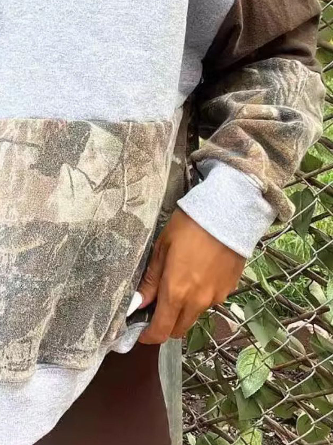 Camo Drawstring Patchwork Hoodie