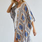Lightweight kimono with vibrant geometric prints in blue and yellow