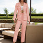 Lapel Collar Long Sleeve Pant Suit