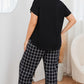 Plus Size V-Neck Top & Plaid Pants Lounge Set - Whimsical Appalachian Boutique