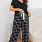 Plus Size V-Neck Top & Plaid Pants Lounge Set - Whimsical Appalachian Boutique