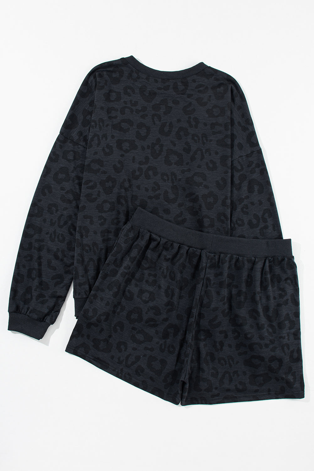 Black Leopard Top & Shorts Lounge Set