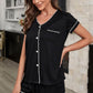 Contrast Piping Button-Up Pajama Set