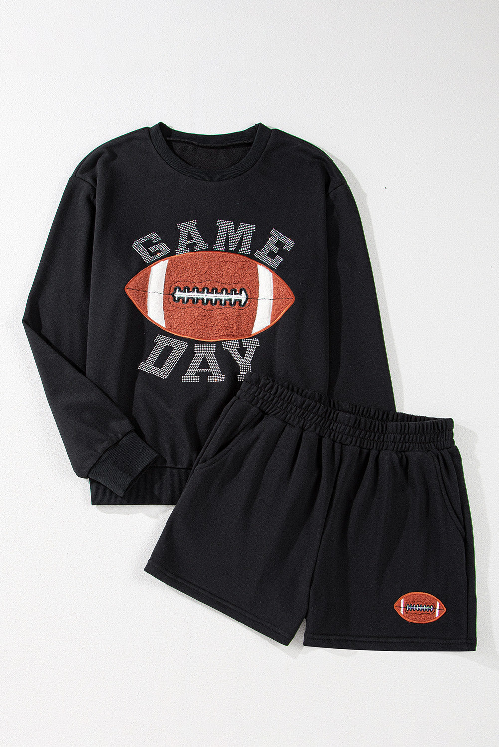 Football Graphic Pullover & Shorts Casual Outfit