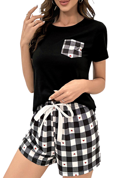 Plaid Heart Top and Shorts Lounge Set - Whimsical Appalachian Boutique