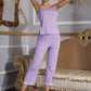 V-Neck Lace Trim Slit Cami & Pants Pajama Set - Whimsical Appalachian Boutique