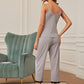 V-Neck Lace Trim Slit Cami & Pants Pajama Set - Whimsical Appalachian Boutique