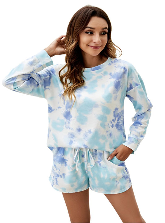 Tie-Dye Dropped Shoulder Lounge Set