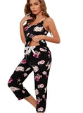 Floral V-Neck Cami & Cropped Pants Lounge Set - Whimsical Appalachian Boutique