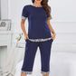 Round Neck Capri Pant Lounge Set - Whimsical Appalachian Boutique