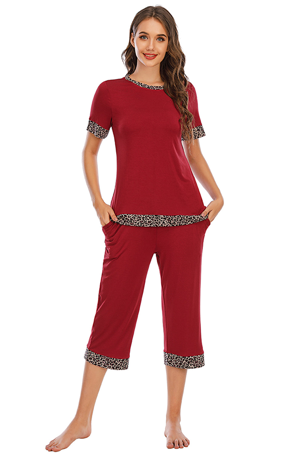 Round Neck Capri Pant Lounge Set - Whimsical Appalachian Boutique