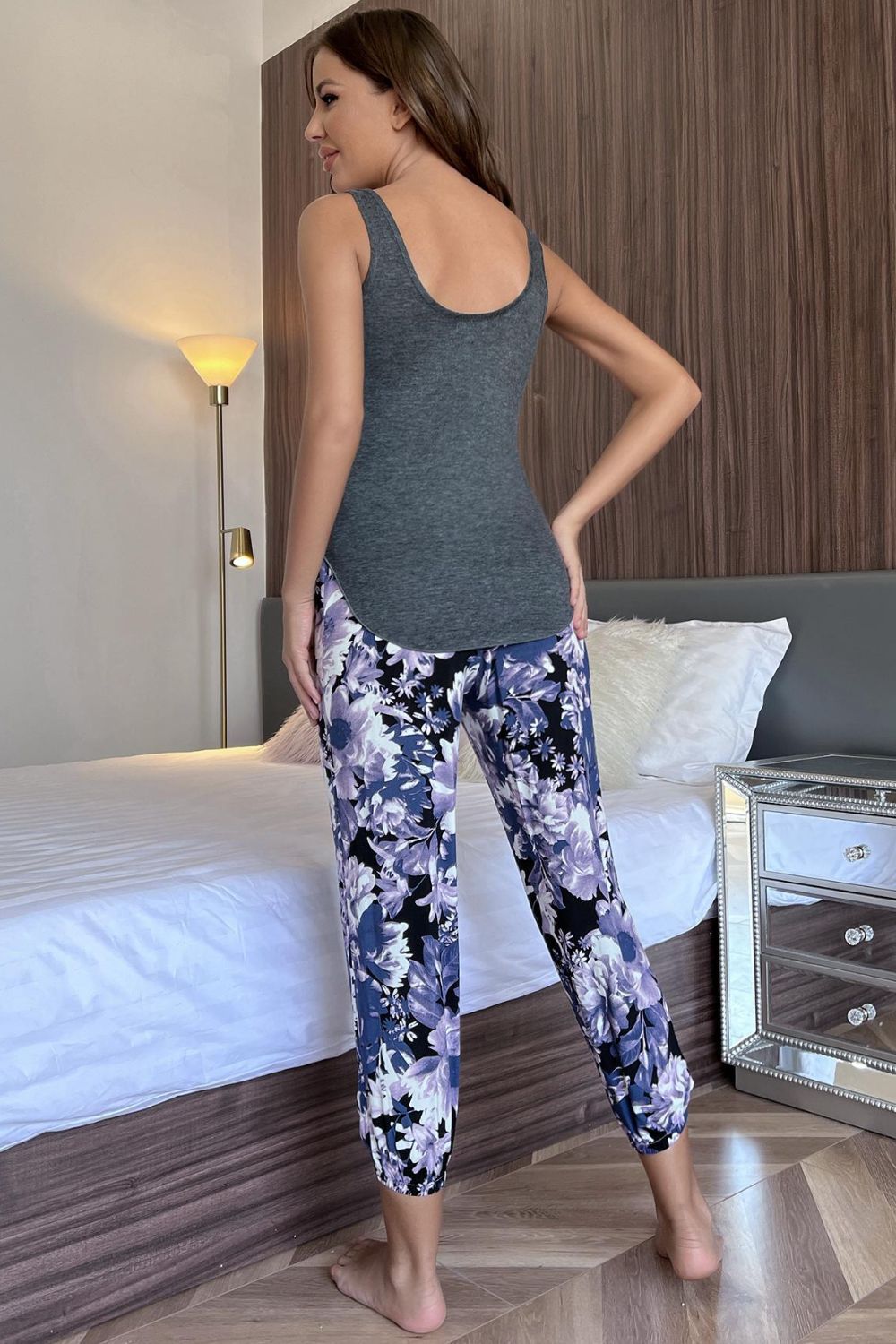 Tank & Floral Cropped Pants Lounge Set - Whimsical Appalachian Boutique