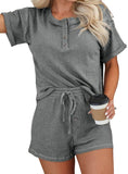 Waffle-Knit Top & Shorts Lounge Set - Whimsical Appalachian Boutique