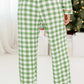 Contrast Piping Plaid Top and Pants Lounge Set