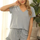 V-Neck Top and Drawstring Shorts Lounge Set - Whimsical Appalachian Boutique