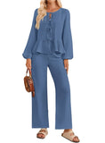 Ruffled Tied Two-Piece Pant Set