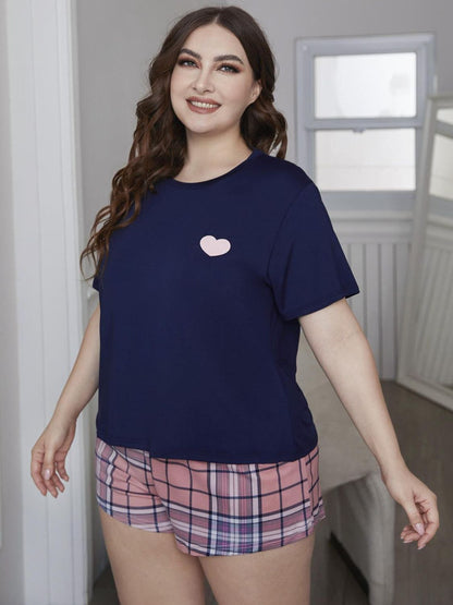 Plus Size Heart Graphic Loungewear Set - Whimsical Appalachian Boutique