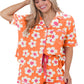 Flower Print Drawstring Waist Pajama Set - Whimsical Appalachian Boutique