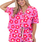 Flower Print Drawstring Waist Pajama Set - Whimsical Appalachian Boutique