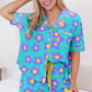 Flower Print Drawstring Waist Pajama Set - Whimsical Appalachian Boutique