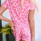 Leopard Round Neck Top and Shorts Lounge Set - Whimsical Appalachian Boutique