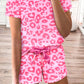 Leopard Round Neck Top and Shorts Lounge Set - Whimsical Appalachian Boutique