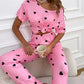 Short Sleeve Heart Print Pajama Set - Whimsical Appalachian Boutique