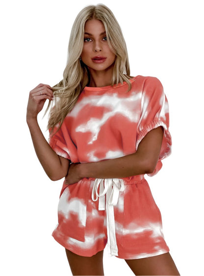 Tie-Dye Round Neck Top and Shorts Set - Whimsical Appalachian Boutique