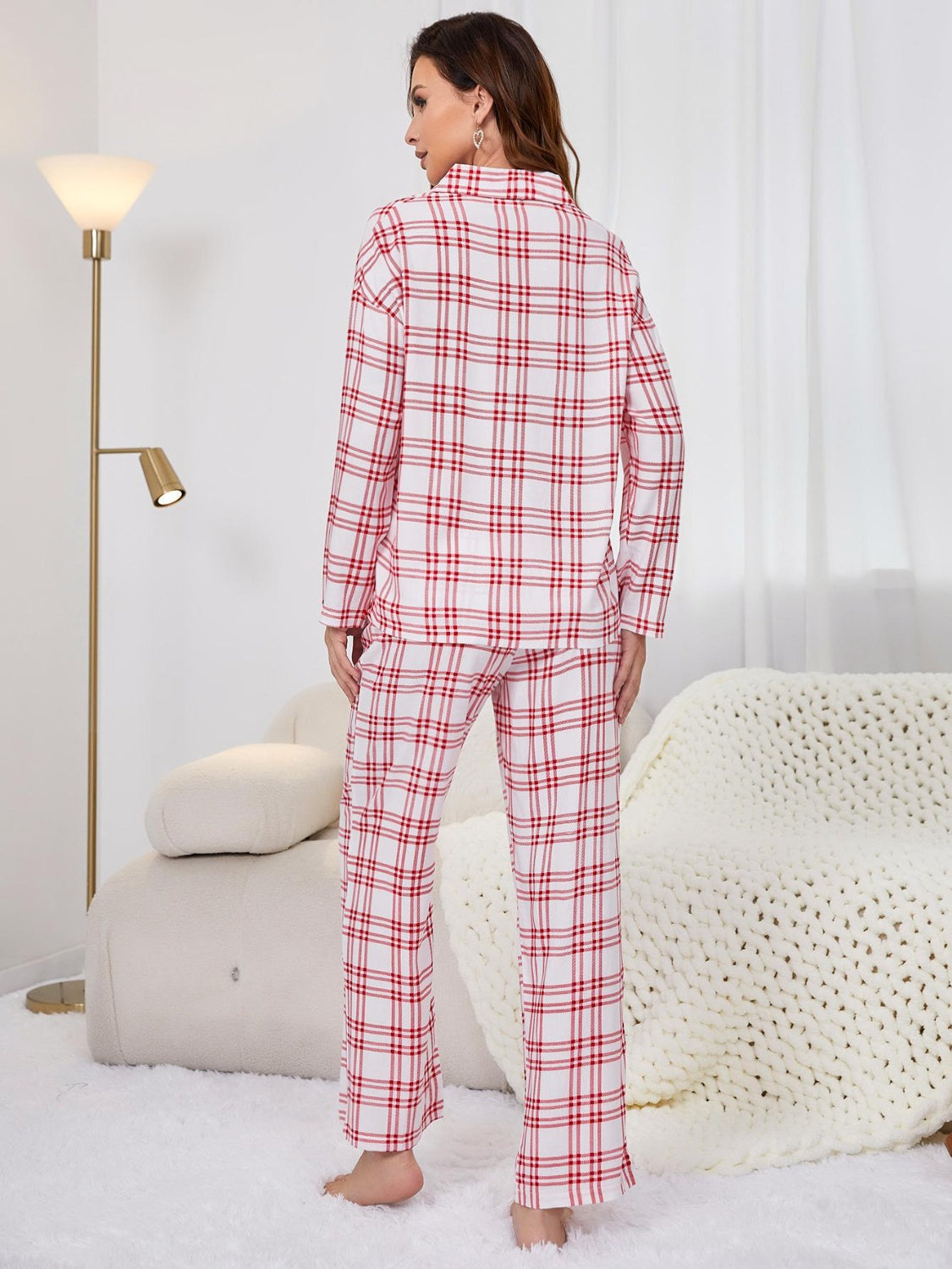 Red Button Up Checkered Pajamas